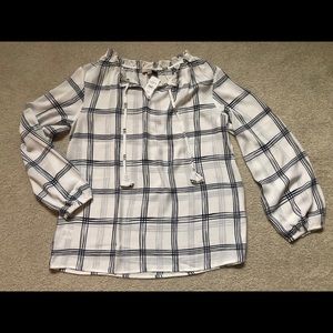 White and blue blouse